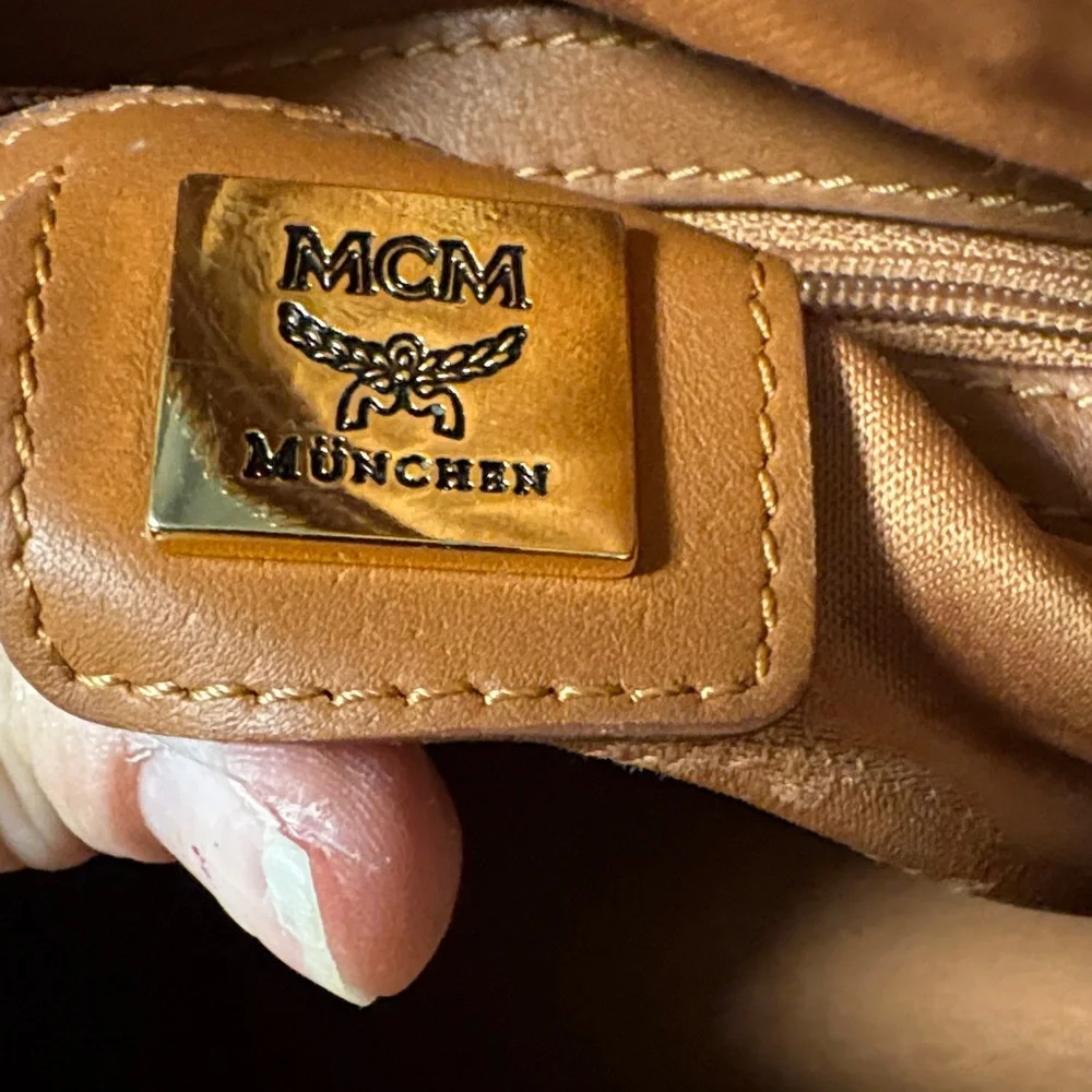 MCM Cognac Leather Satchel with Gold Accents - Picture 10 of 16